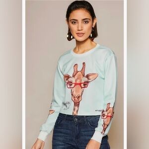 Mittelmeer Vintage Design Long sleeve Crop Top M